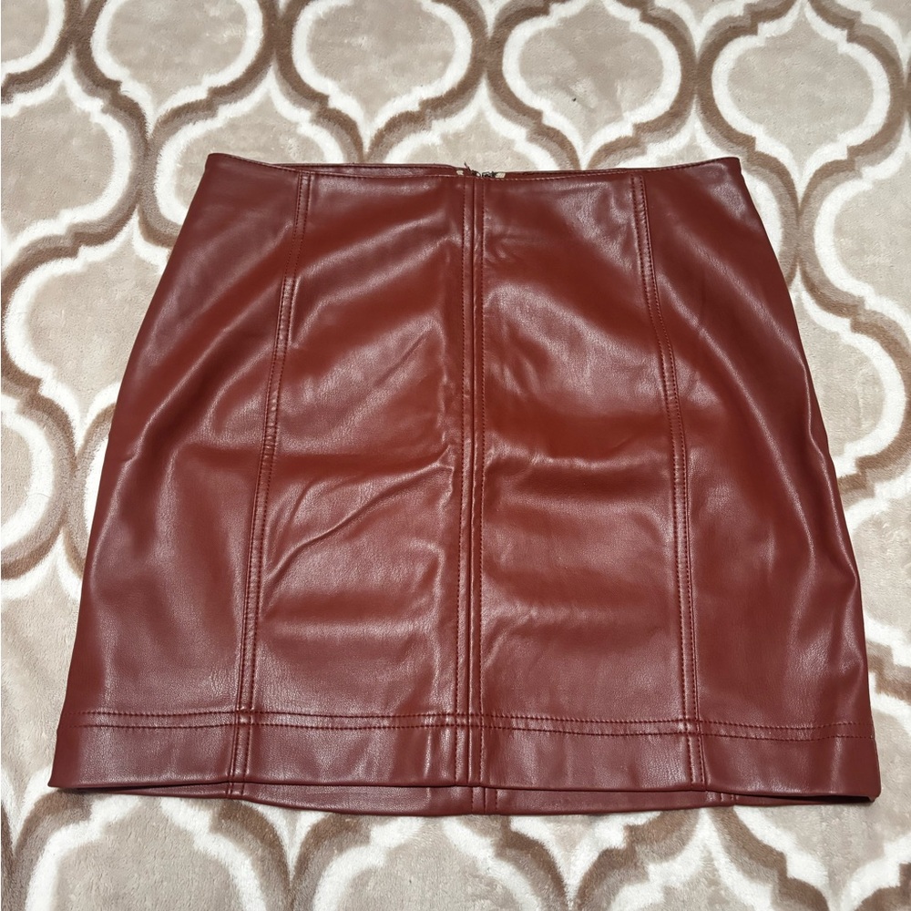 Brown Vegan Leather Skirt - Free People